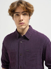 THE BEAR HOUSE Men Cutaway Collar Pinstripes Striped Casual Shirt