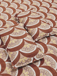 Aura Brown Printed 300 TC Woolen King Bedsheet Set 2.50 m x2.25 m