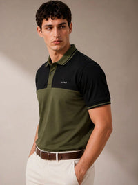 ADRO Men Brand Logo Colourblocked Polo Collar T-shirt