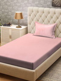 Myntra Elegant Homes Pink Polycotton Mesra Kulit 300 TC Single Cadar Halus dengan Sarung Bantal-89 x 59 inci
