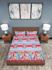 Myntra Elegant Homes Pink & Blue Printed 300 TC King Bedsheet Set 2.50 m x 2.25 m