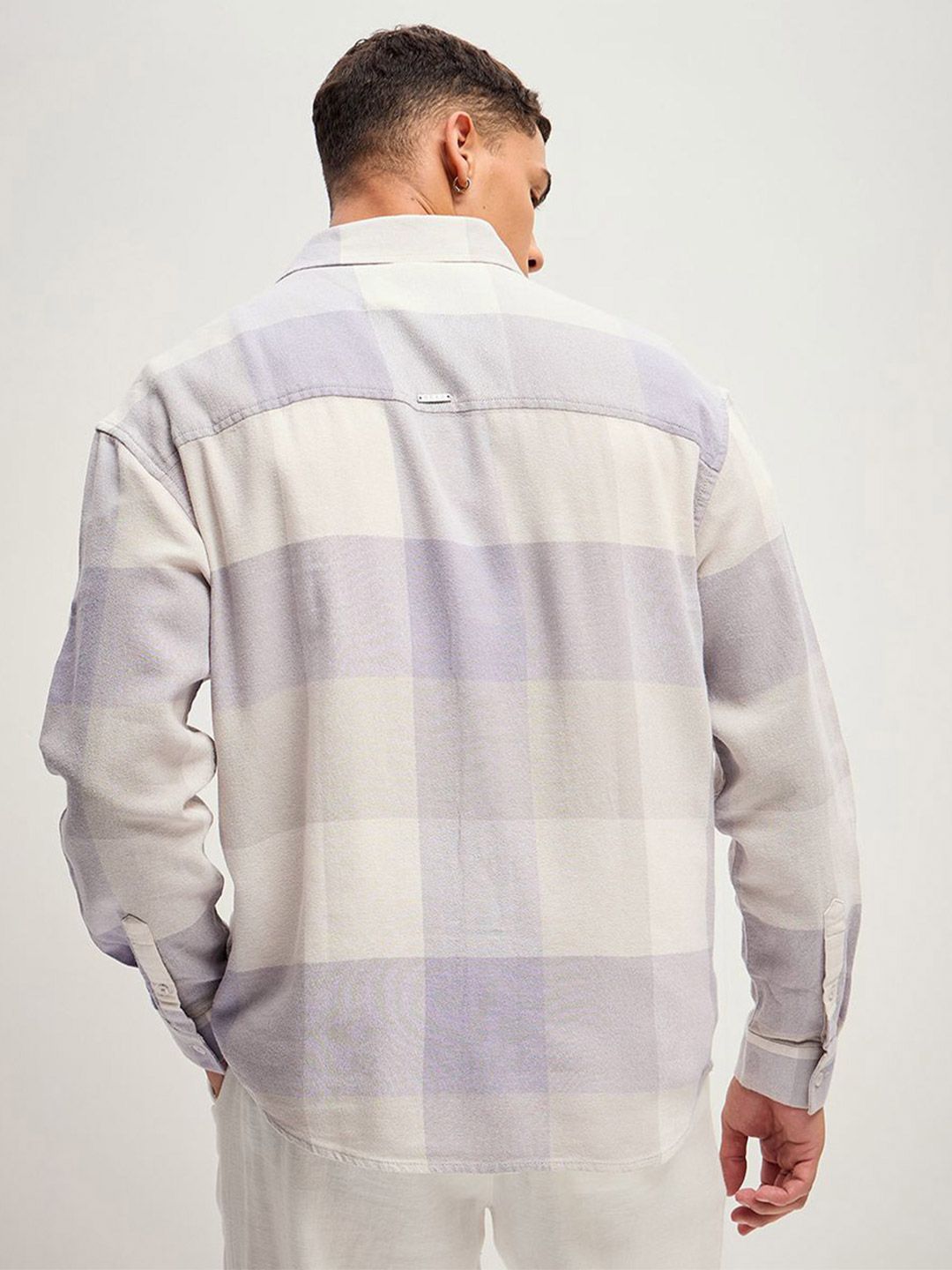 THE BEAR HOUSE Men Checked Oversized Pure Cotton Casual Shirt