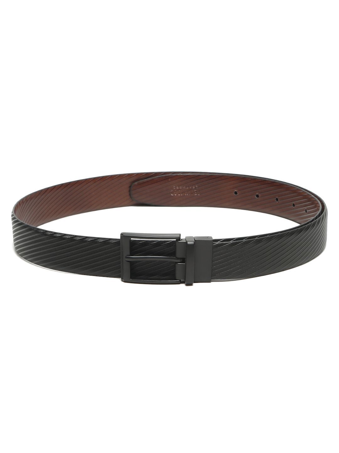 Teakwood Leathers Men Textured Leather Reversible Formal Belt