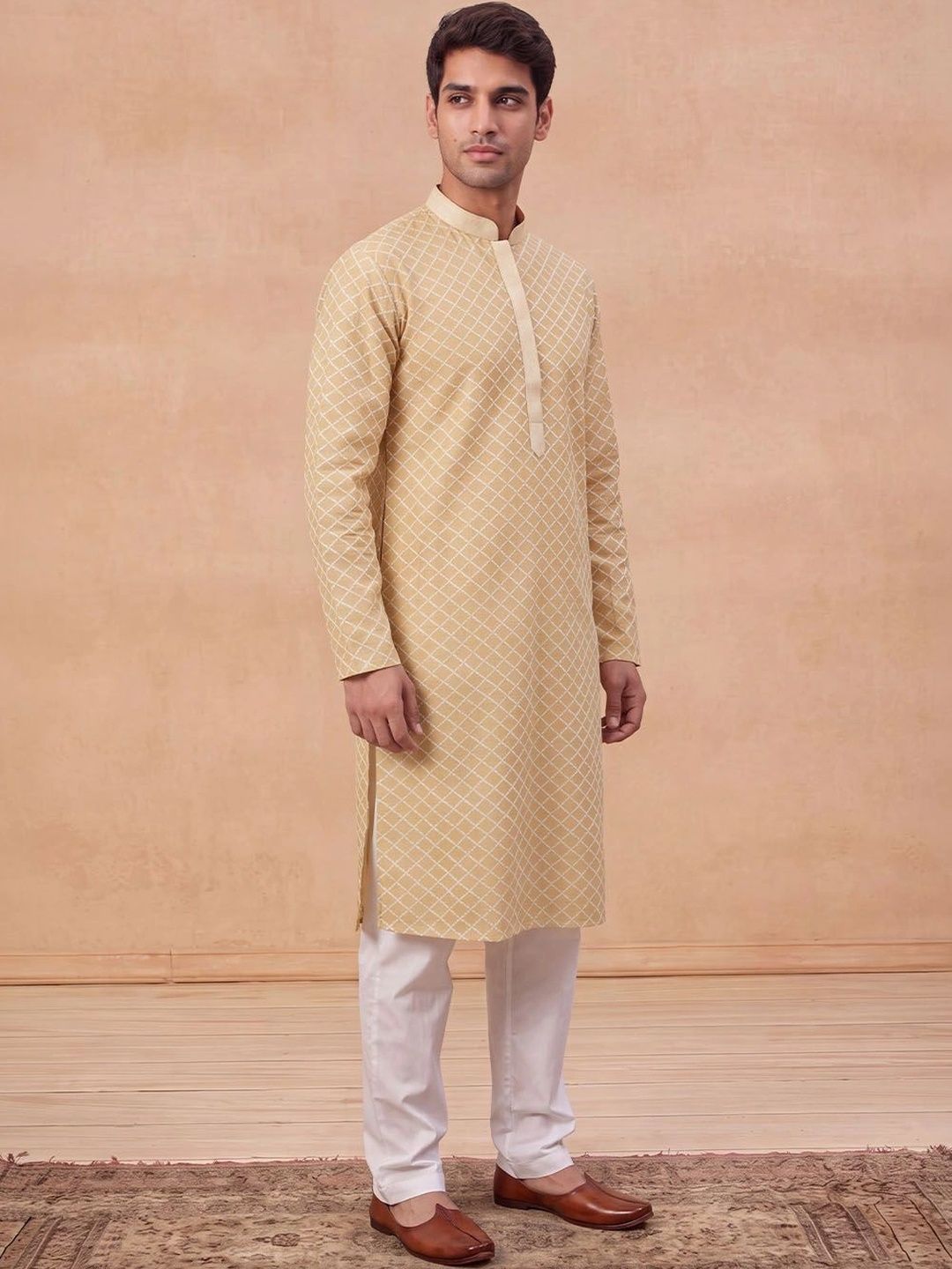 House of Chikankari Men Geometric Printed Kurta
