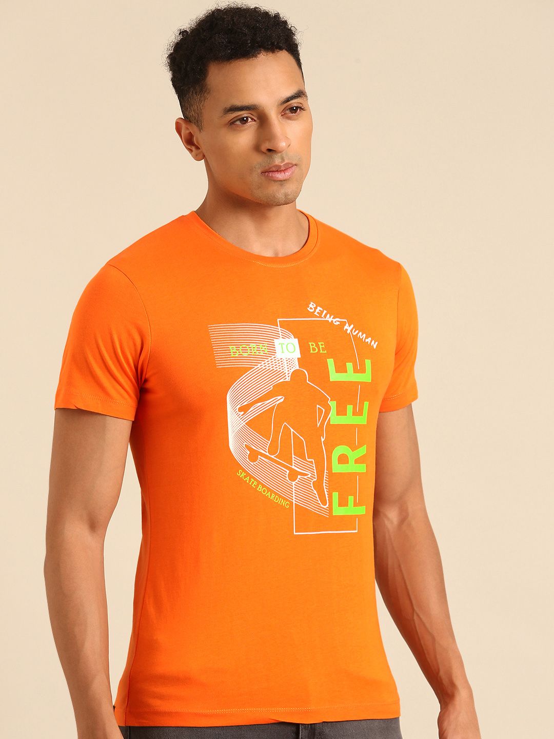 Being Human Typography Printed Pure Cotton T-shirt