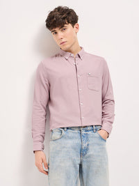 THE BEAR HOUSE Men Button-Down Collar Solid Slim Fit Cotton Shirt