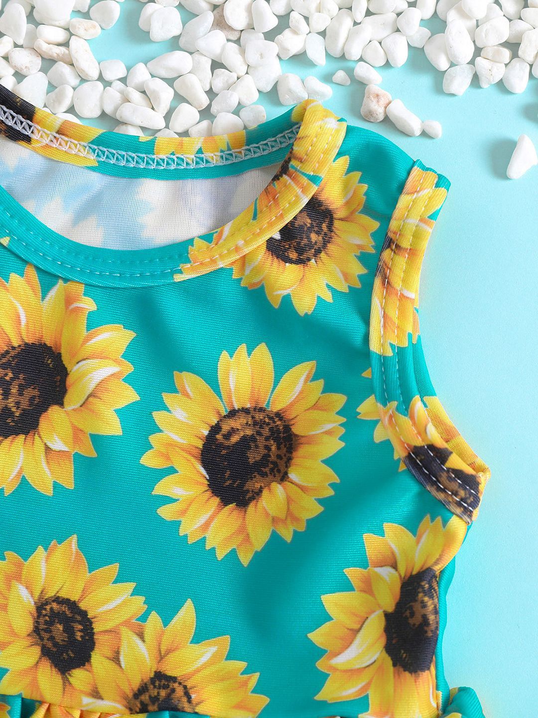YK Infant Girls Floral Printed Top & Briefs Swim Set