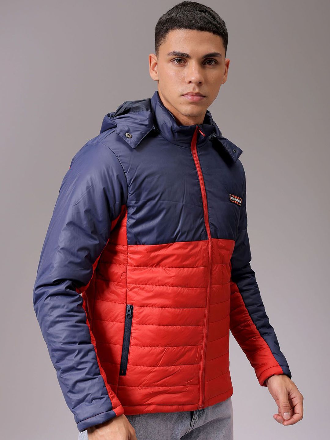 The Indian Garage Co Men Colourblocked Detachable Hood Padded Jacket