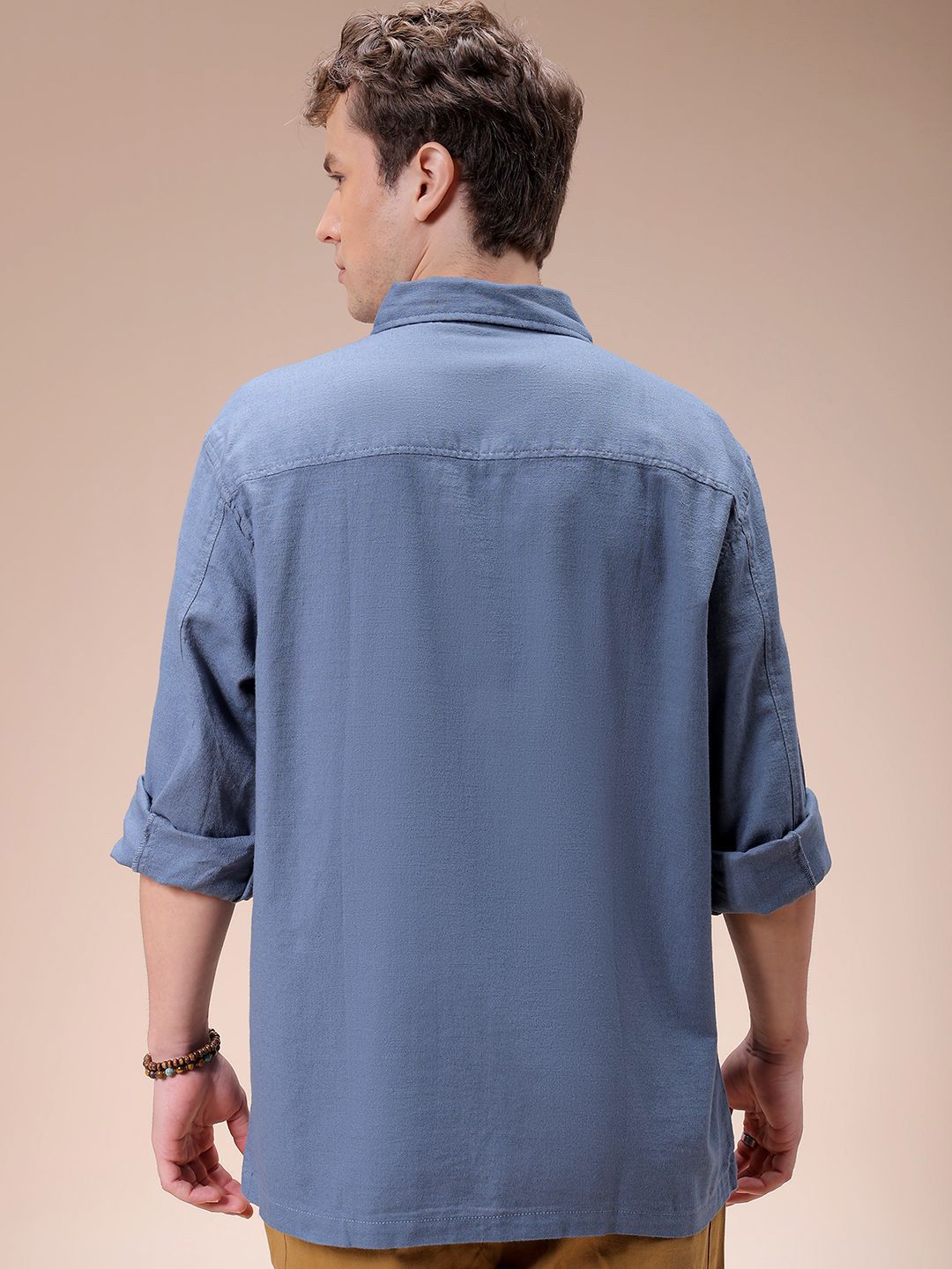 The Indian Garage Co Men Regular Fit Solid Double Flap Pocket Resortwear Overshirt