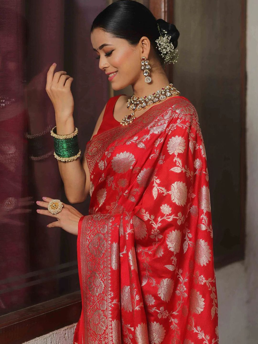 KALINI Woven Design Zari Banarasi Saree