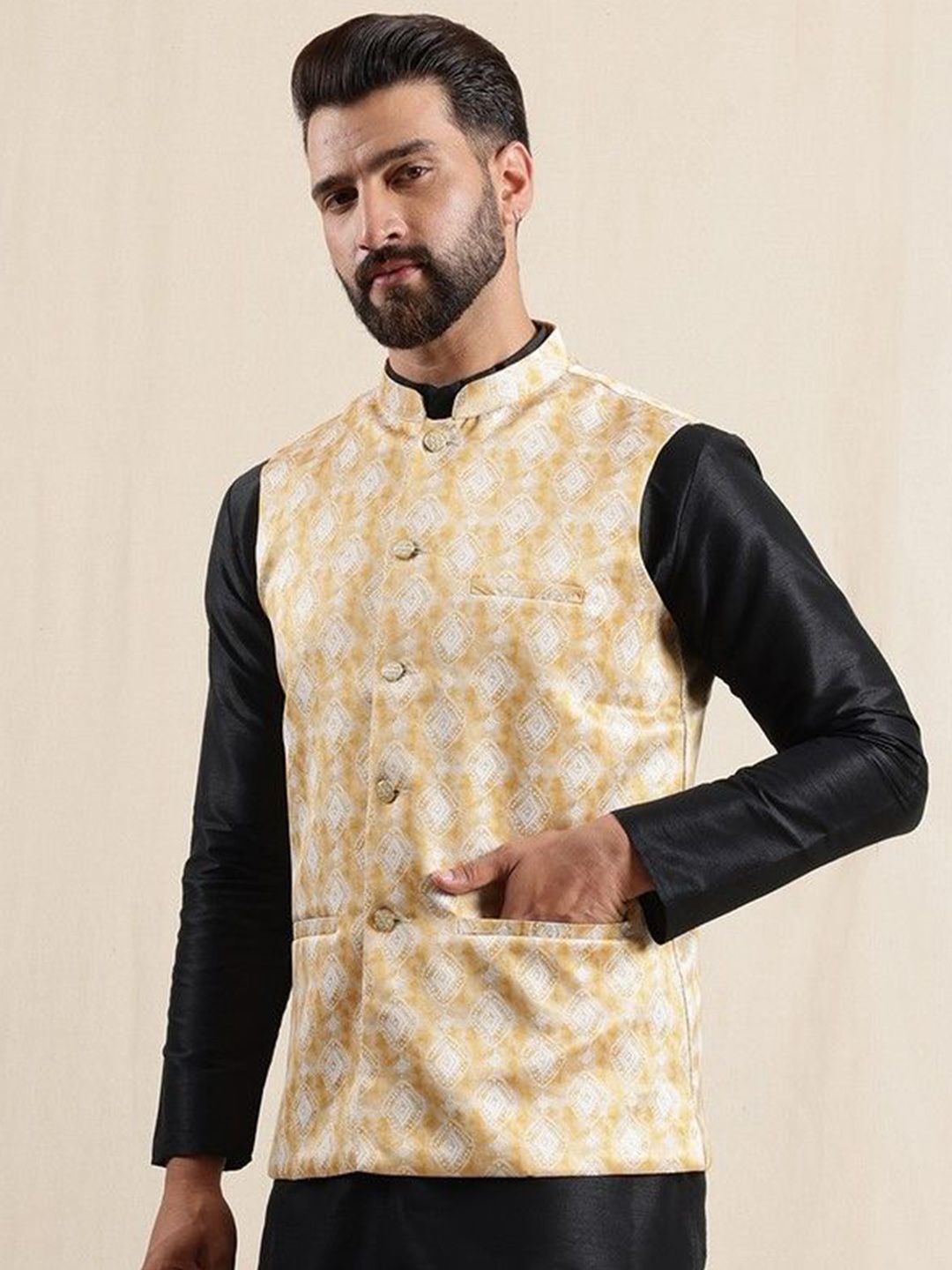 Jaket Nehru Bercetak Geometrik Anouk