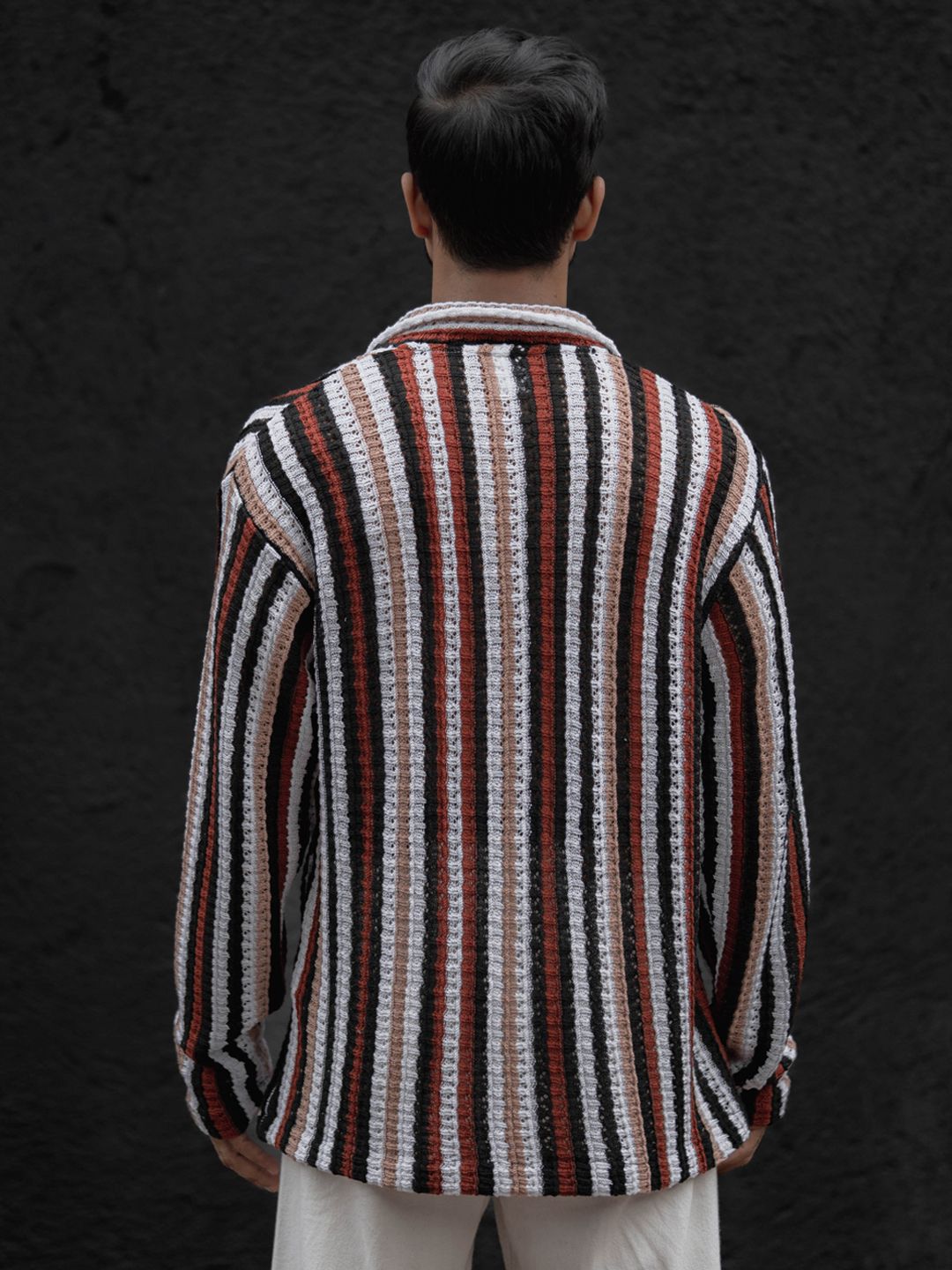 Powerlook Men Spread Collar Vertical Striped Casual Shirt