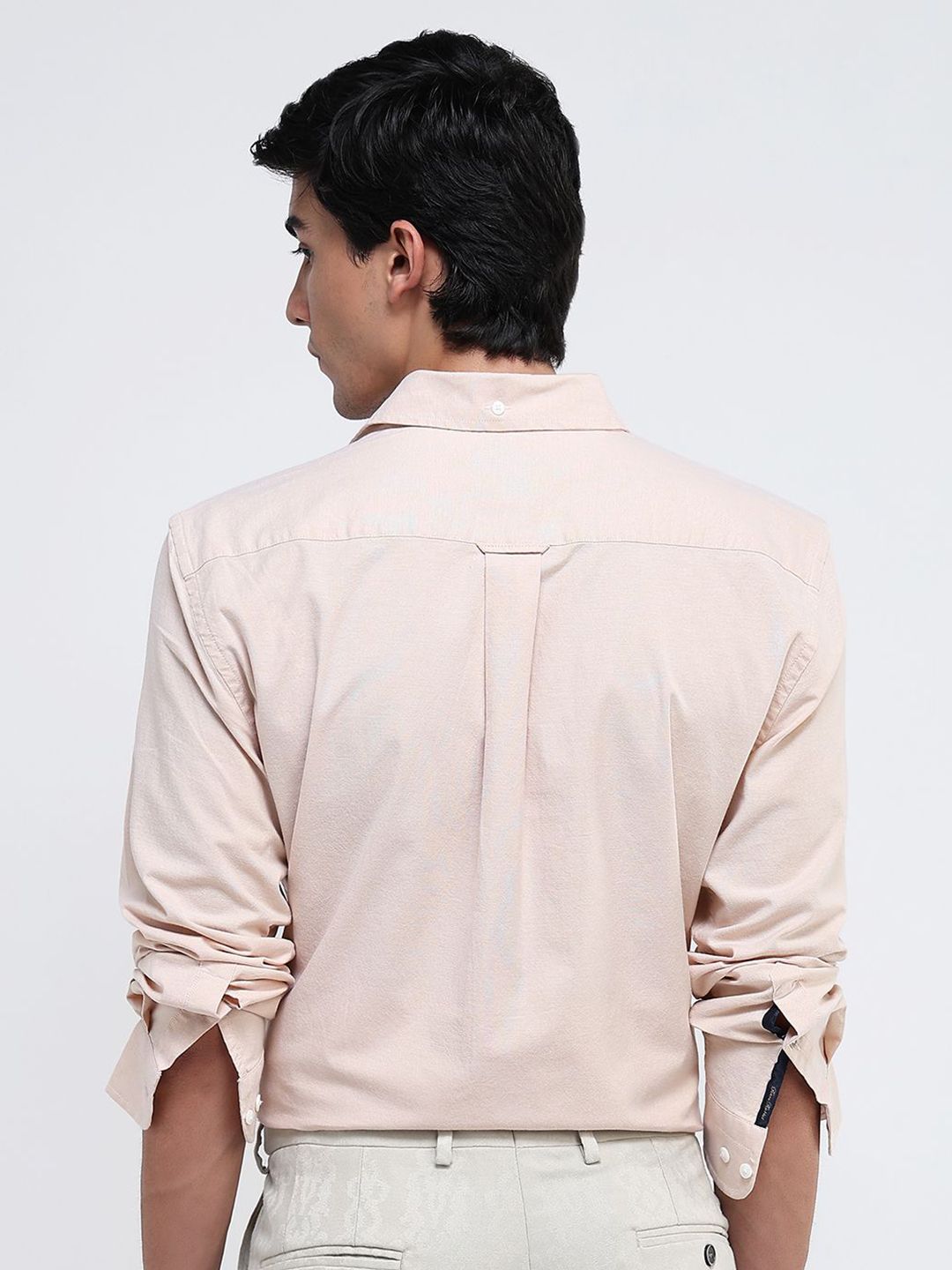 RARE RABBIT Men Comfort Spread Collar Solid Cotton Formal Shirt