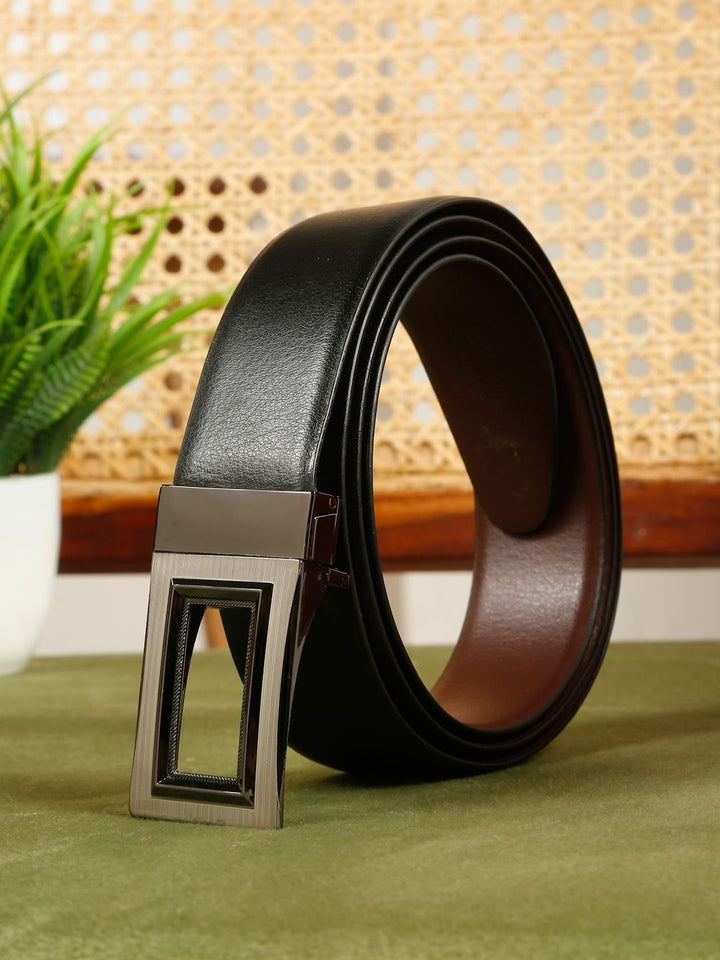 Teakwood Leathers Men Textured Leather Reversible Formal Belt