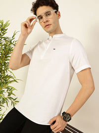 Thomas Scott Men Solid Mandarin Collar Cotton T-Shirt