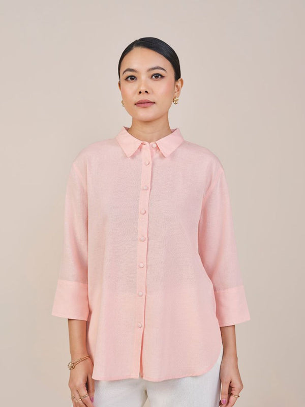 AND Women Solid Shirt Collar Top