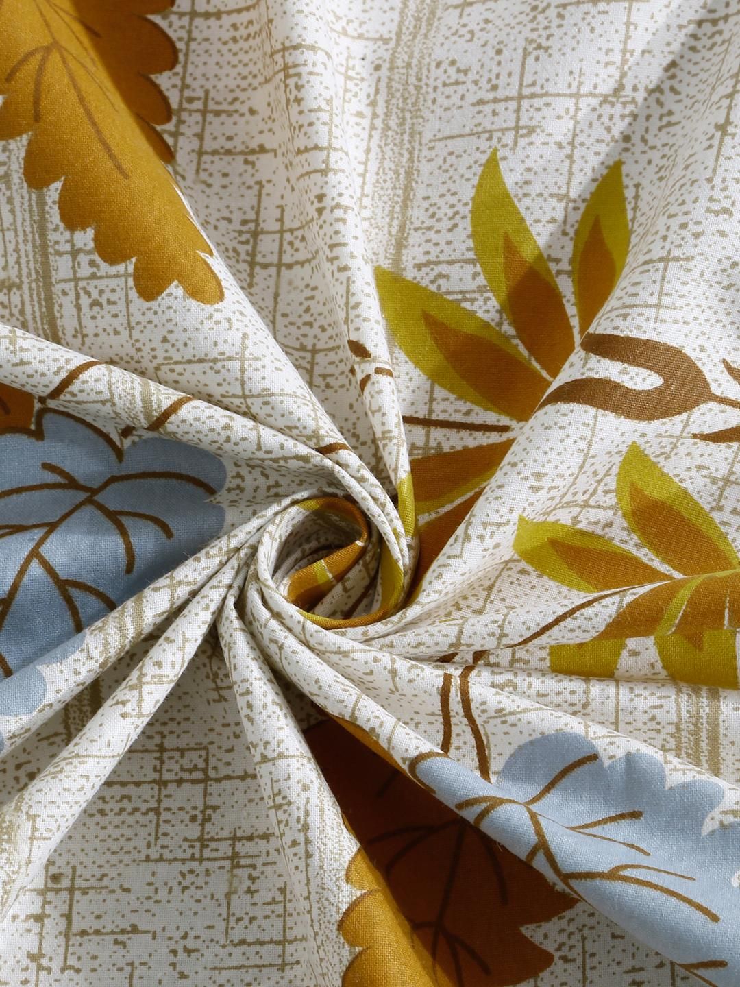 KLOTTHE Cream Floral Cotton Single Bedsheets