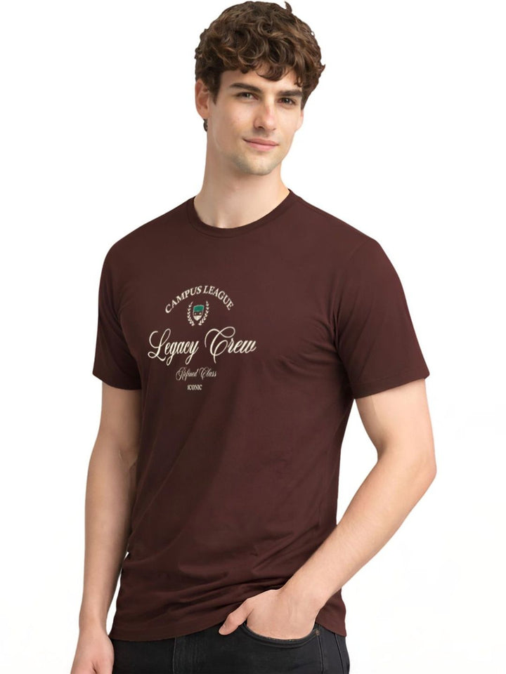 ADRO Typography Printed Round Neck Short Sleeves Regular Fit Pure Cotton T-shirt