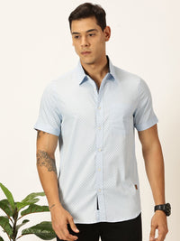 Thomas Scott Men Premium Cutaway Collar Polka Dots Printed Cotton Casual Shirt