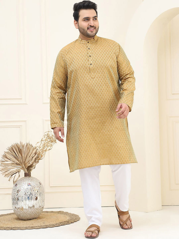 SOJANYA PLUS Motif Etnik Rekaan Tenunan Kurta Lurus Jacquard Dengan Pijama