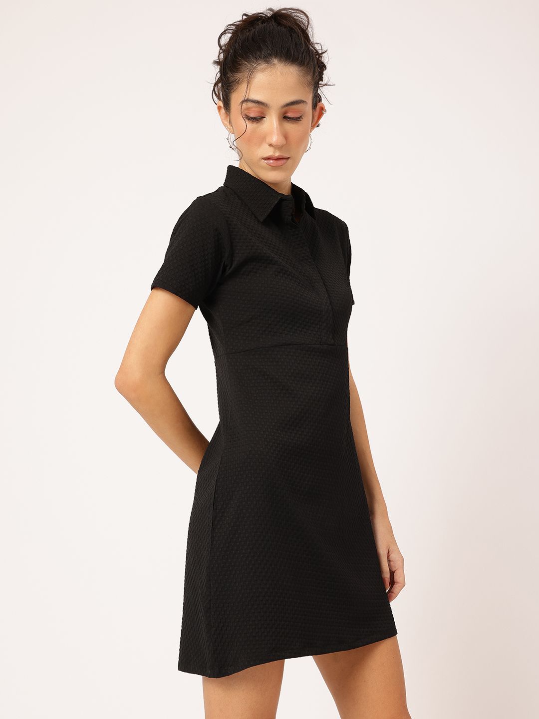 DressBerry Eclectic Edge Textured Mini T-shirt Dress