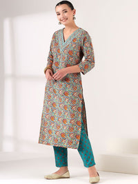 Mamicha Women Floral Printed Regular Kurta with Trousers & With Dupatta