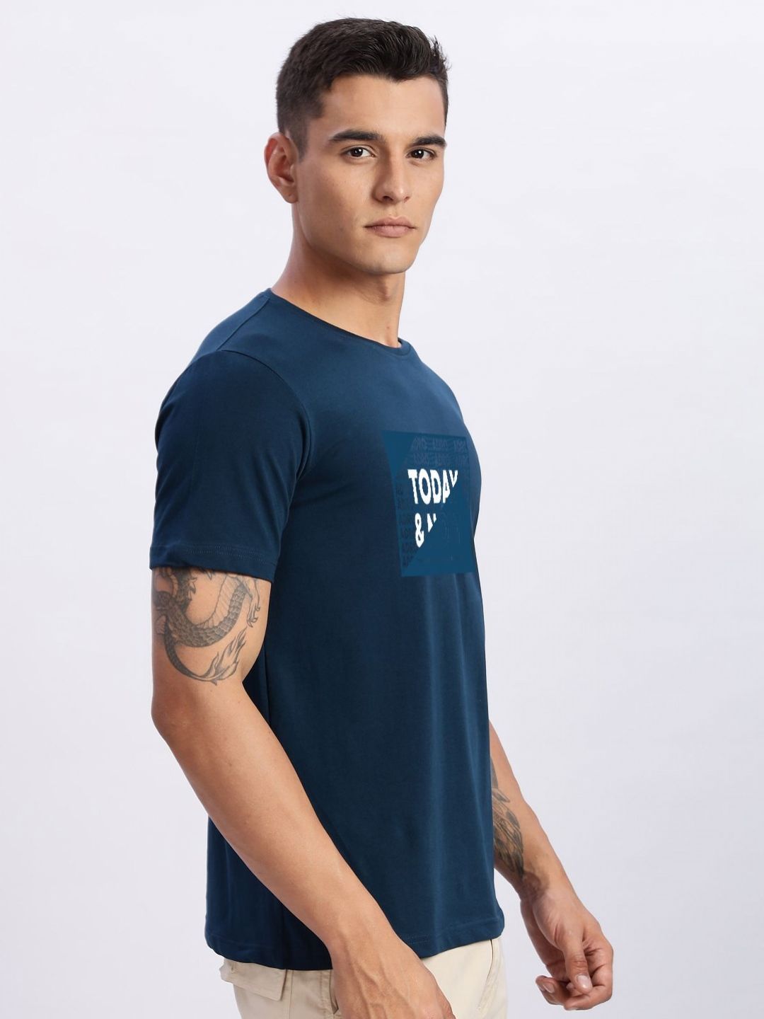 ADRO Men Typography Printed Round Neck Cotton T-shirt