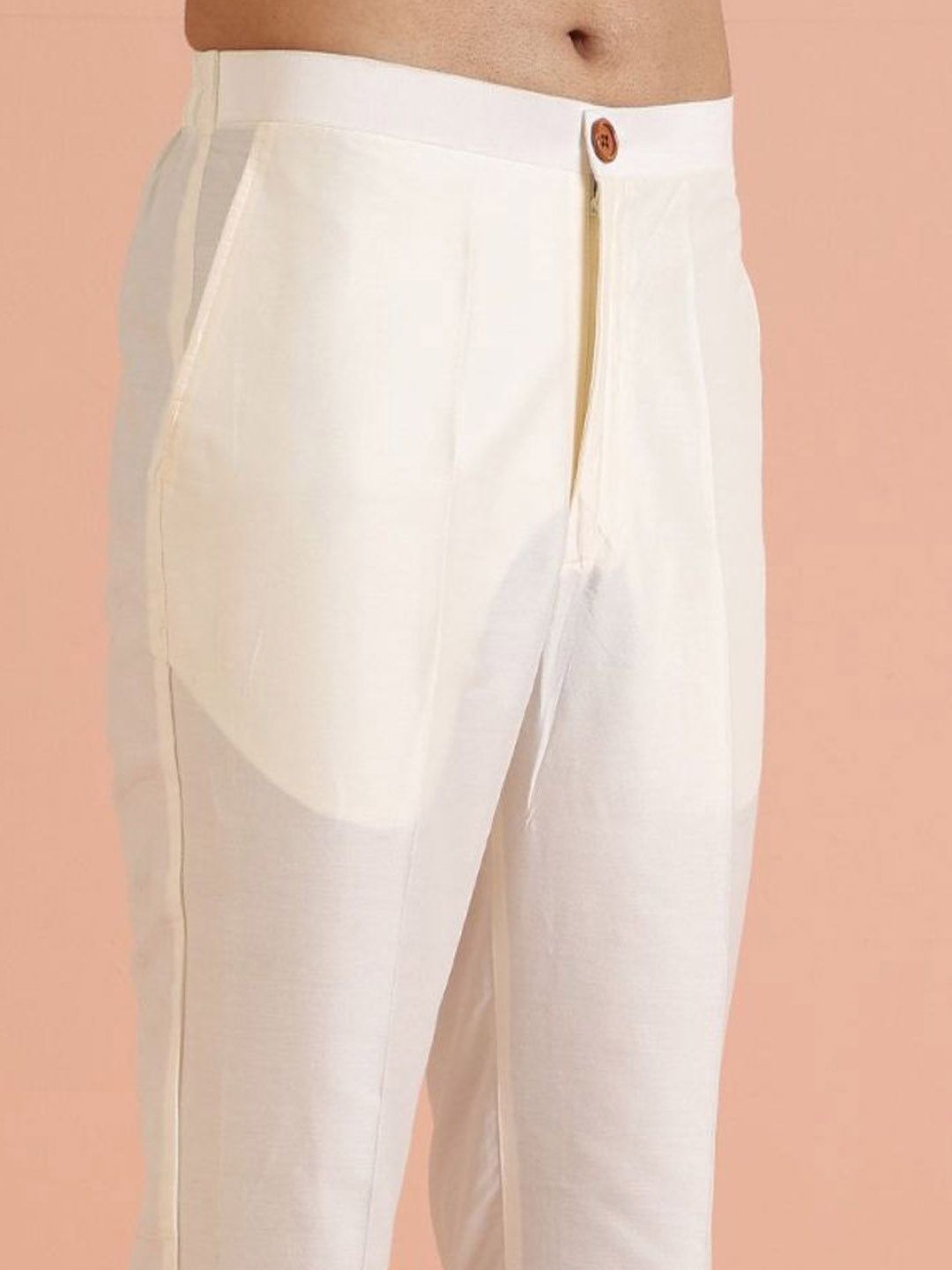 KISAH Men Mandarin Collar Regular Solid Kurta Trouser Set