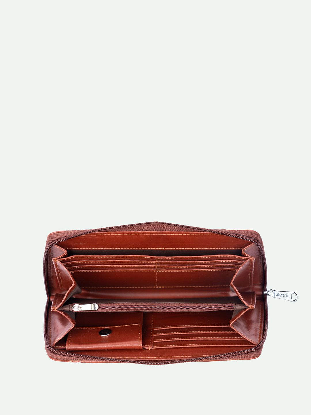 ZOUK Women Geometric Printed Leather Zip Around Wallet