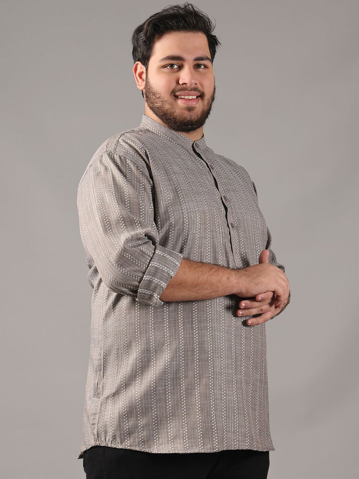 SOJANYA PLUS Saiz Geometric Woven Design Kolar Band Kapas Kurta Lurus