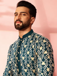Anouk Men Floral Embroidered Regular Pure Cotton Kurta with Pyjamas