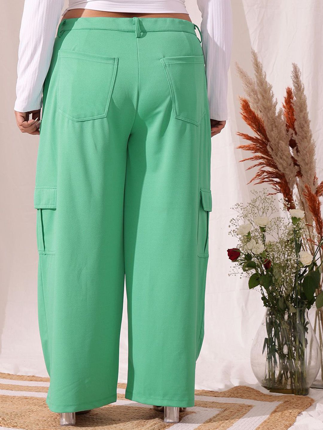 CURVY STREET Women Relaxed Straight Fit Cargos Trousers
