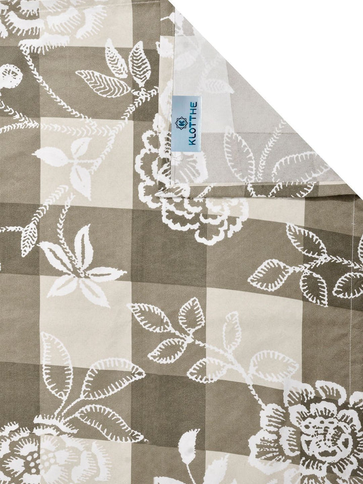 KLOTTHE Beige & White Printed 300 TC Cadar Katil Single Dengan Sarung Bantal- 2.25 m x 1.5 m