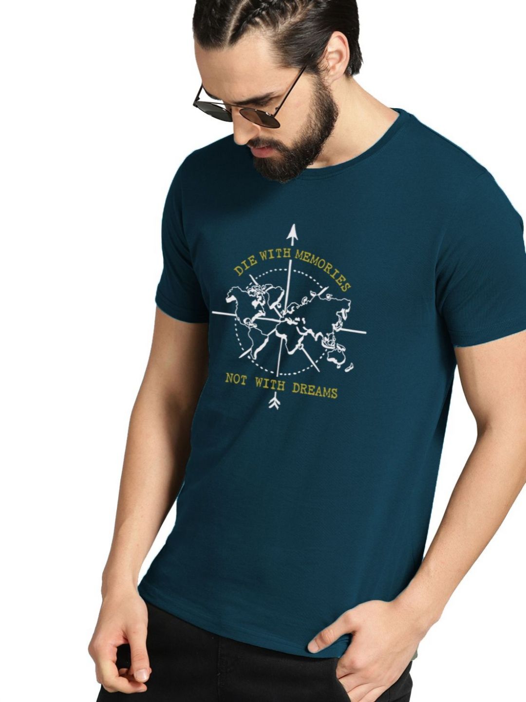 ADRO Men Pack of 3 Typography Printed Round Neck Cotton T-shirts