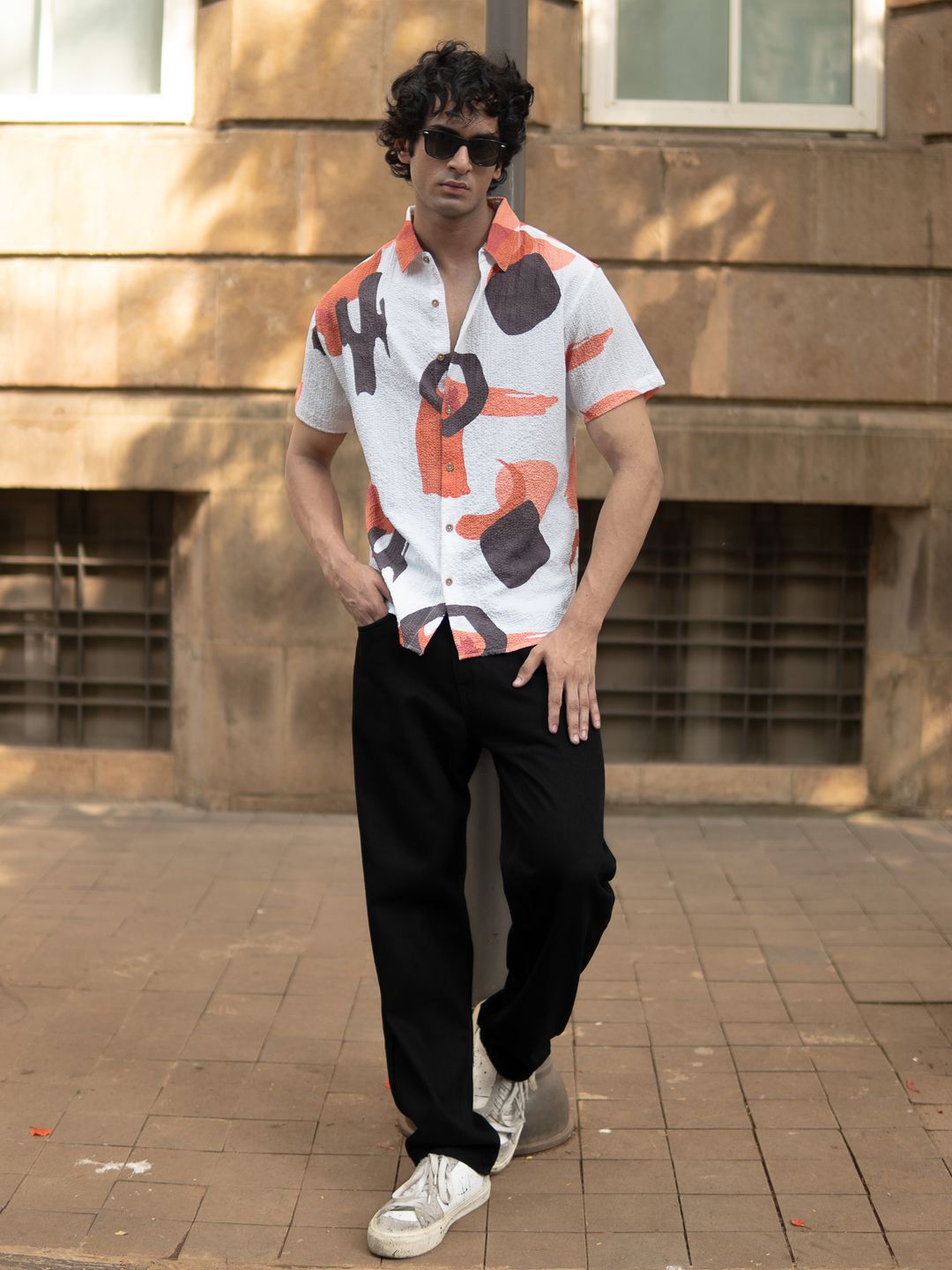 Powerlook Men Abstract Printed Spread Collar Casual Shirt