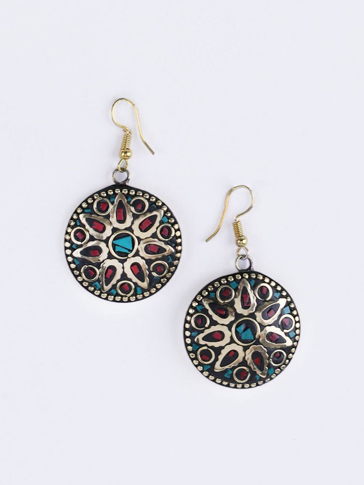 Anouk Gold Plated Cubic Zirconia Studded Circular Shaped Drop Earrings