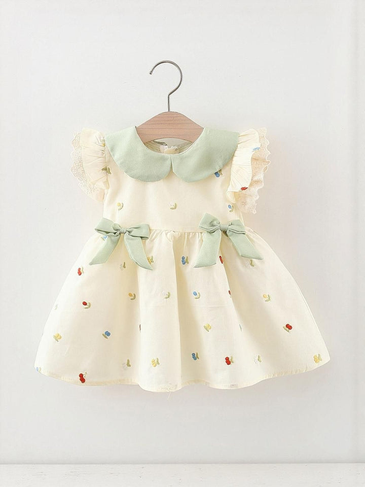 YK Floral Print Peter Pan Collar Fit & Flare Dress