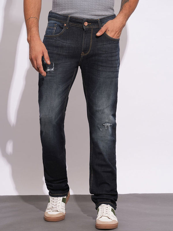 Being Human Men Classic Mildly Distressed Heavy Fade Stretchable Jeans