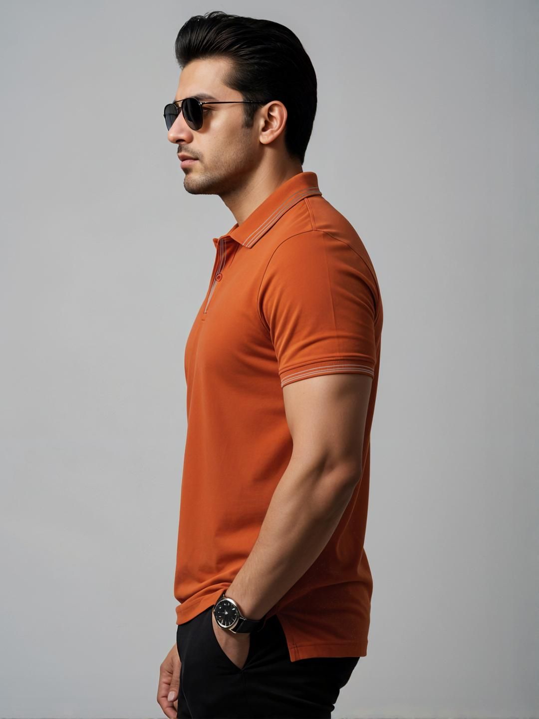 ADRO Men Orange Cotton Tshirts