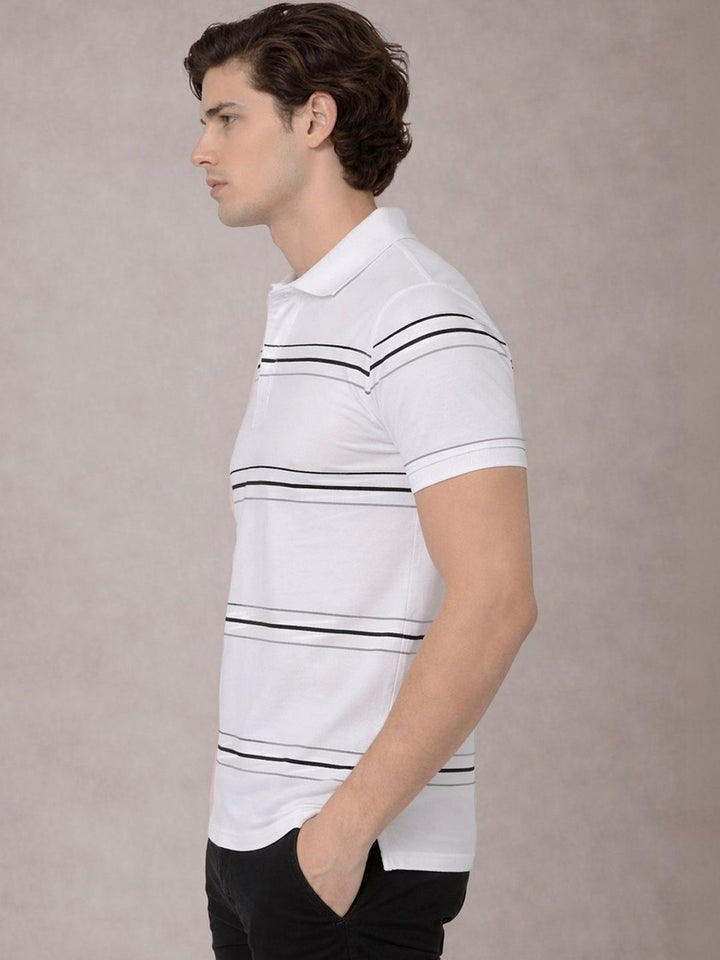 Baju-T Kolar Polo Berjalur ADRO Lelaki