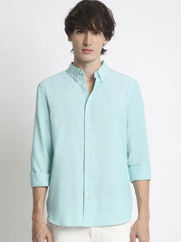 THE BEAR HOUSE Men Solid Slim Fit Button-Down Collar Pure Cotton Casual Shirt