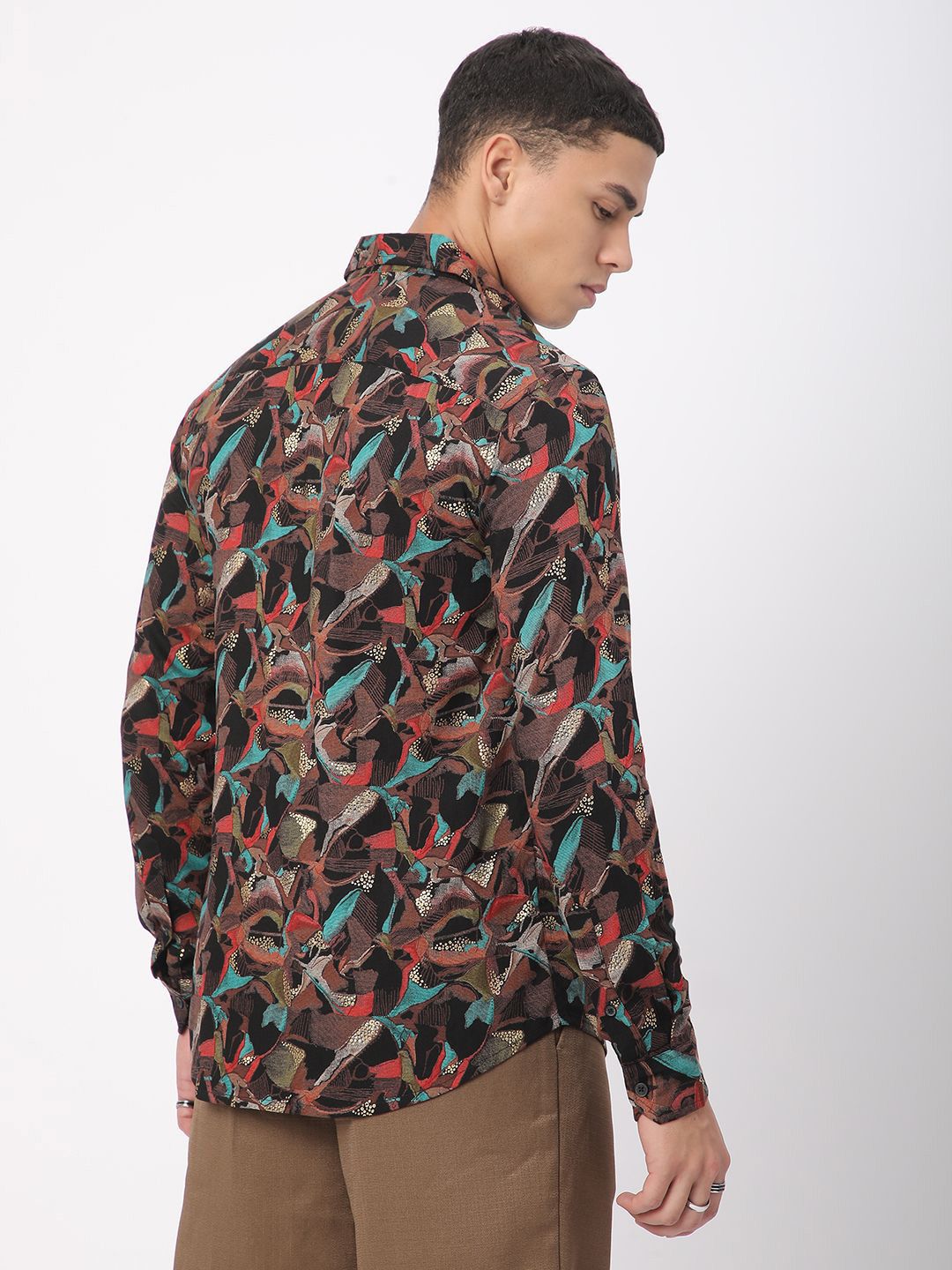 VASTRADO Men Abstract Printed Classic Slim Fit Opaque Cotton Casual Shirt