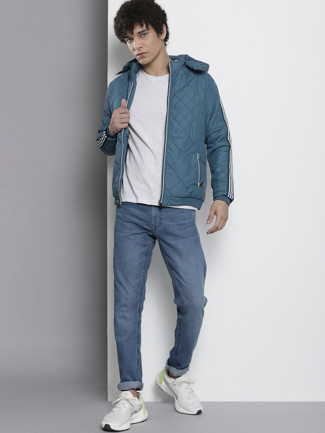 The Indian Garage Co Men Zip-Front Hooded Puffer Jacket