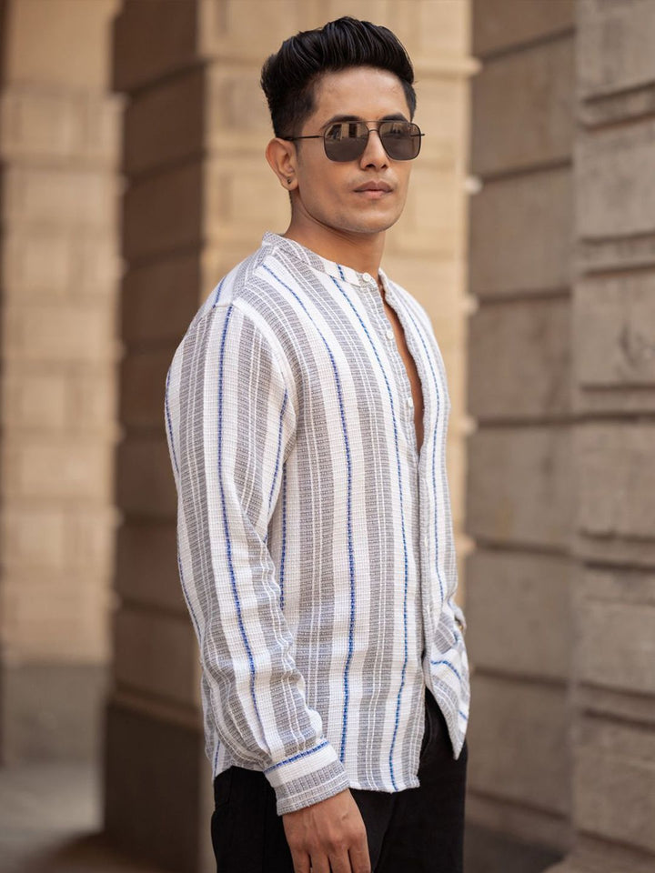 Powerlook Men Opaque Striped Casual Shirt