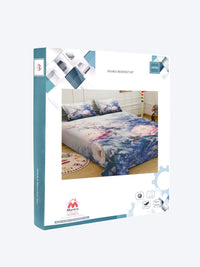 Myntra Elegant Homes Blue & Pink Floral 300 TC King Cadar dengan 2 Sarung Bantal