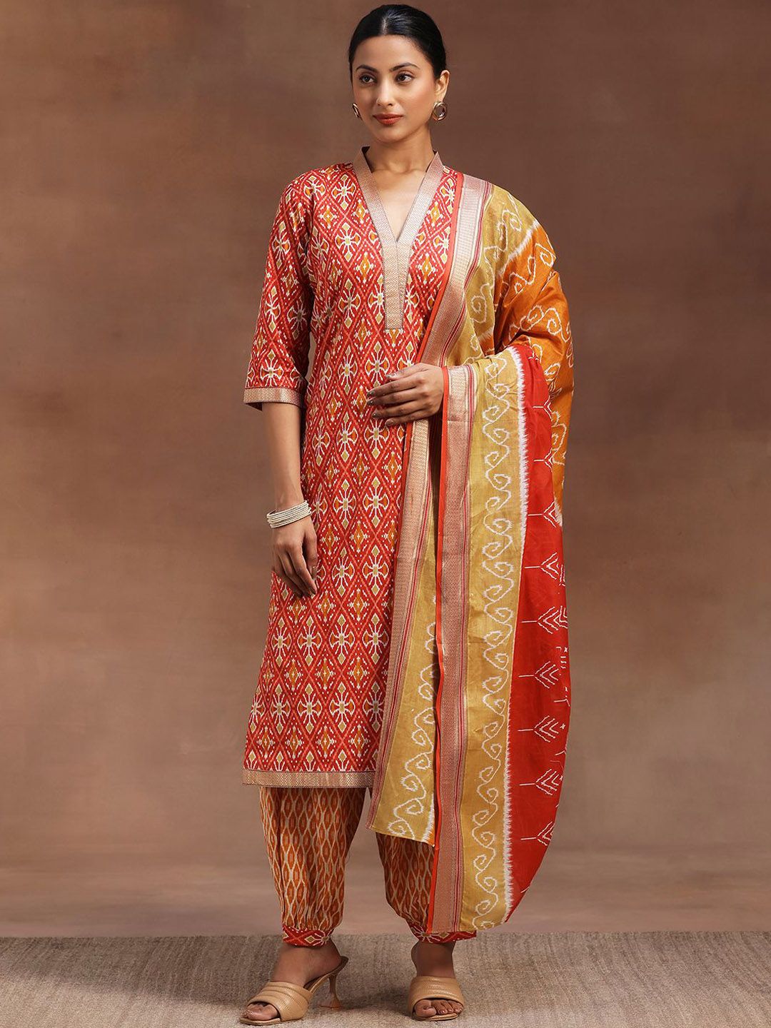 Libas Ethnic Motifs Printed Pure Cotton Straight Kurta with Salwar & Dupatta