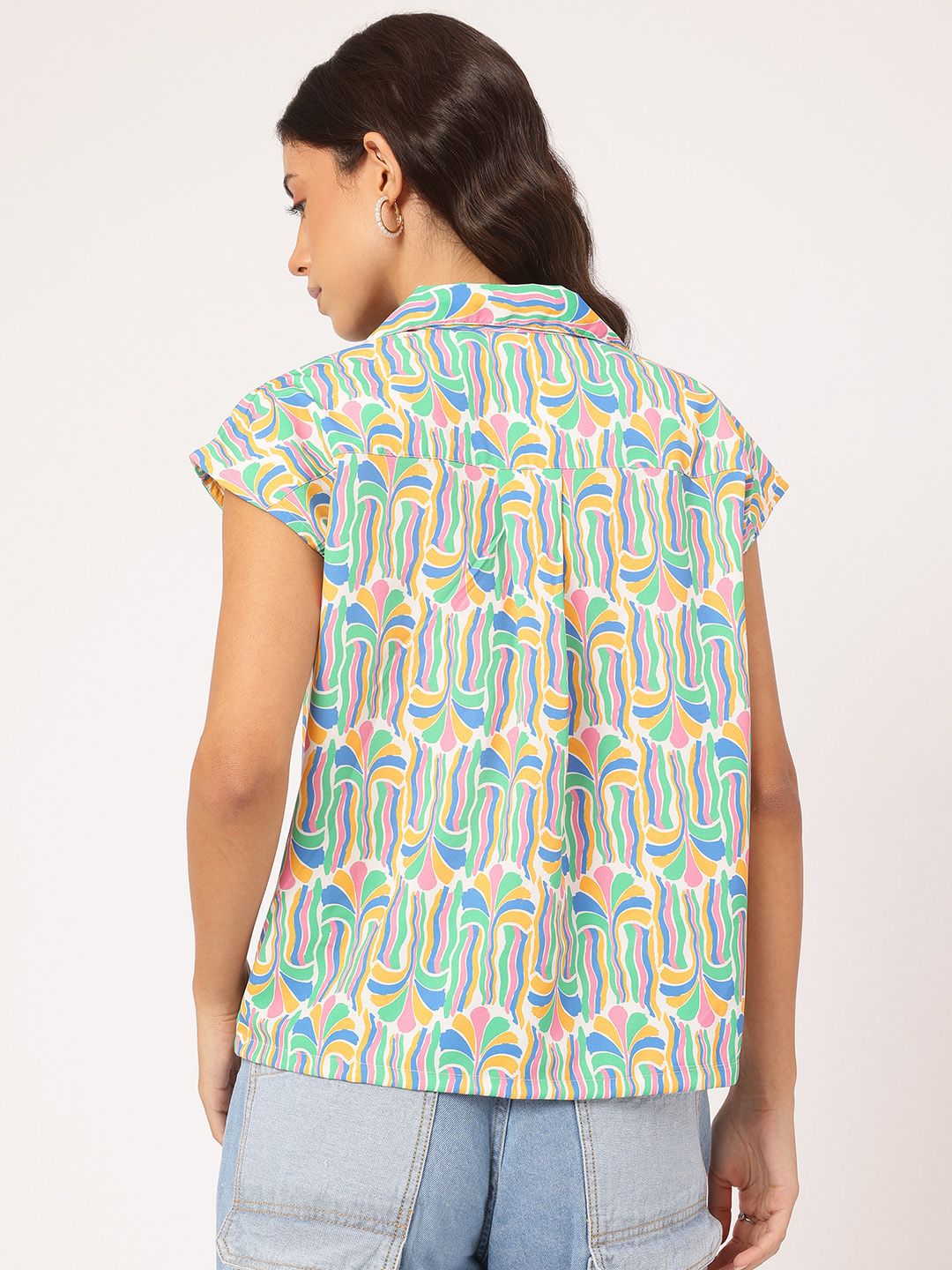 DressBerry Mood Booster Abstract Print Cuban Collar Shirt