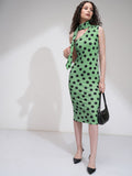 Tokyo Talkies Women Polka Dot One Shoulder Rib Midi Dress