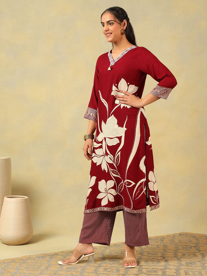 Kurta Kapas Tulen Bercetak Wanita Mamicha dengan Seluar
