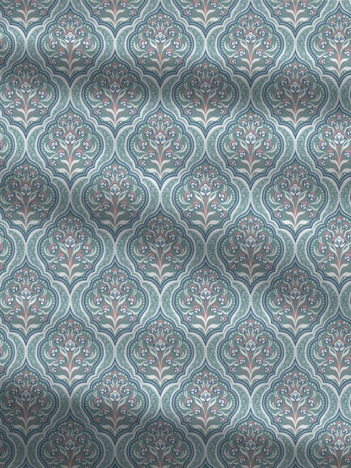 MYTRIDENT Anna Sea Green Dusk & Dawn Flat 144TC Queen Cotton Bedsheet Set